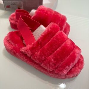 Womens Slippers Soft Fuzzy Plush Elastic Slingback Ladies S3 New small size 6